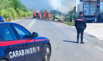 Incendio di un Tir Frigorifero