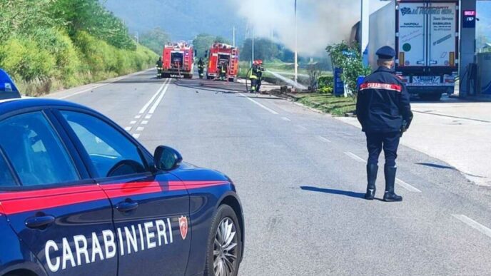 Incendio di un Tir Frigorifero