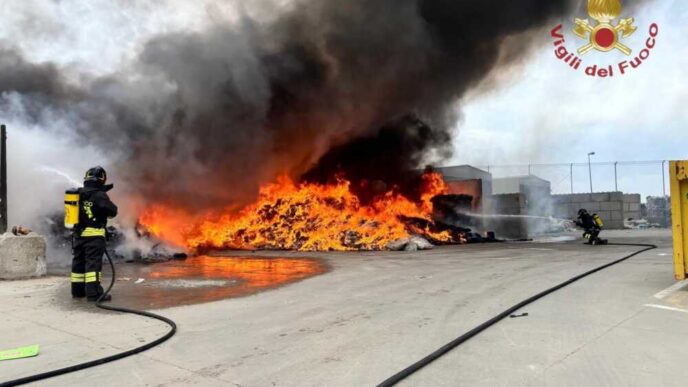 Incendio nella zona industrial