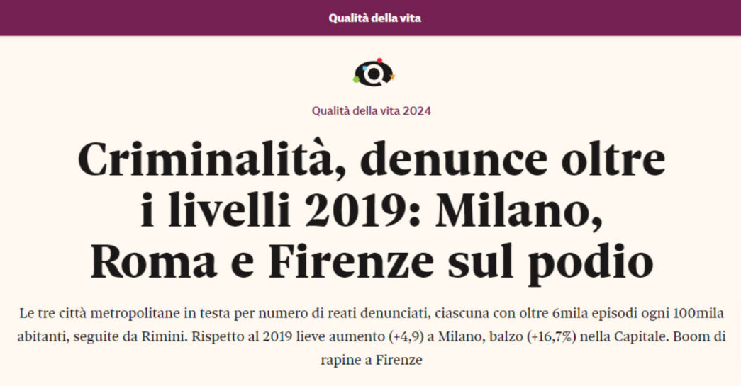 Aumento dei reati nel 2023 Mi