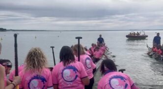 Una Flotta Rosa Solca Il Lago