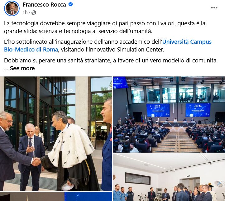 Francesco Rocca: La tecnologia al servizio della salute umana all’Università Campus Bio Medico di Roma