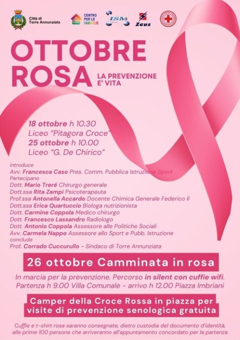 Prevenzione del tumore al seno: Torre Annunziata lancia “Ottobre Rosa” con eventi per scuole e cittadini