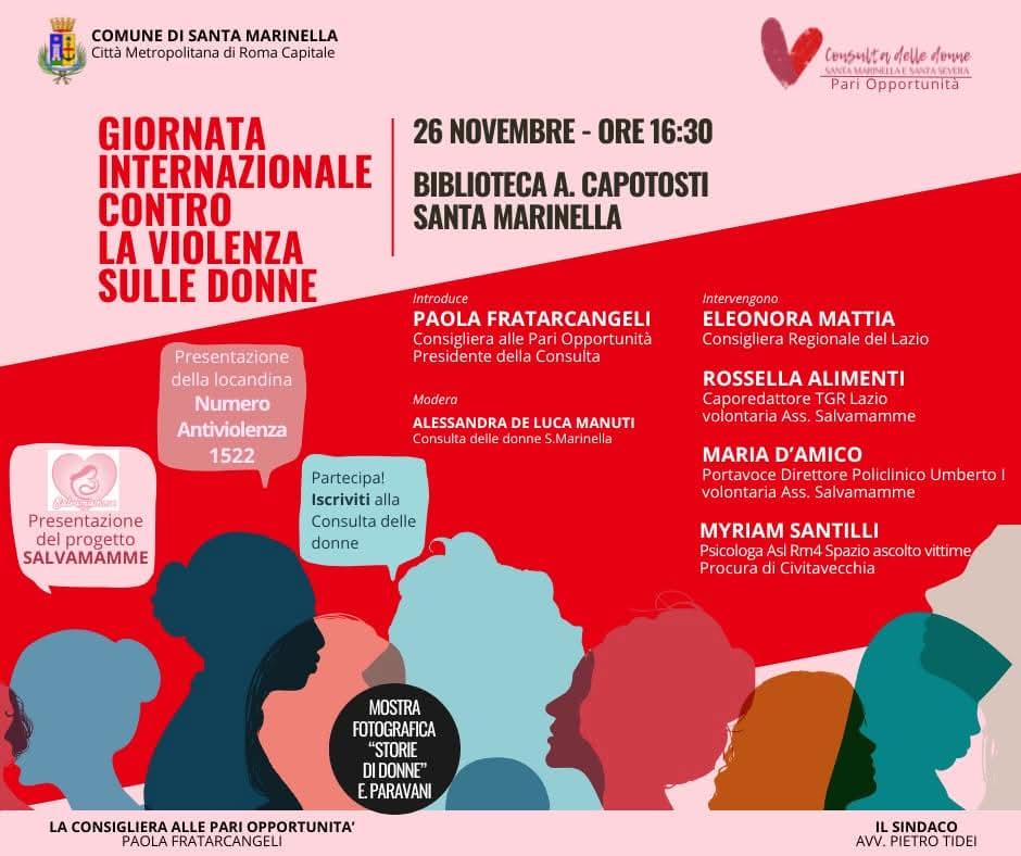 Castelletto di Santa Marinella illumina di rosso: iniziative per la Giornata contro la violenza sulle donne