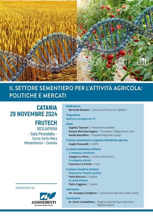 Catania: il convegno sull’innovazione nell’ambito sementiero si svolge il 29 novembre