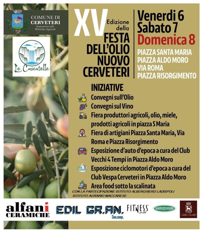 Cerveteri celebra la XV edizione della Festa dell’Olio Nuovo: date e dettagli