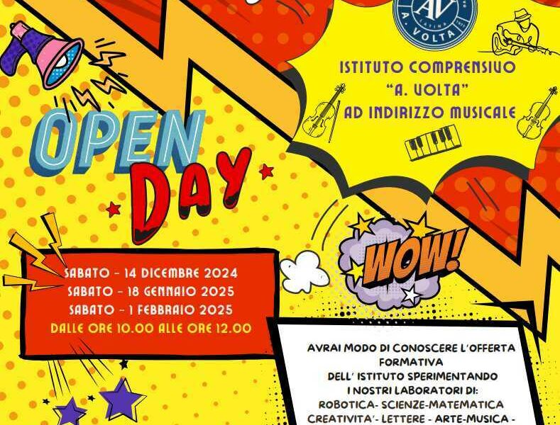 Nuova comunicazione per open day dell’istituto comprensivo alessandro volta di latina