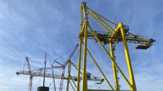 Assemblate due gru per il port